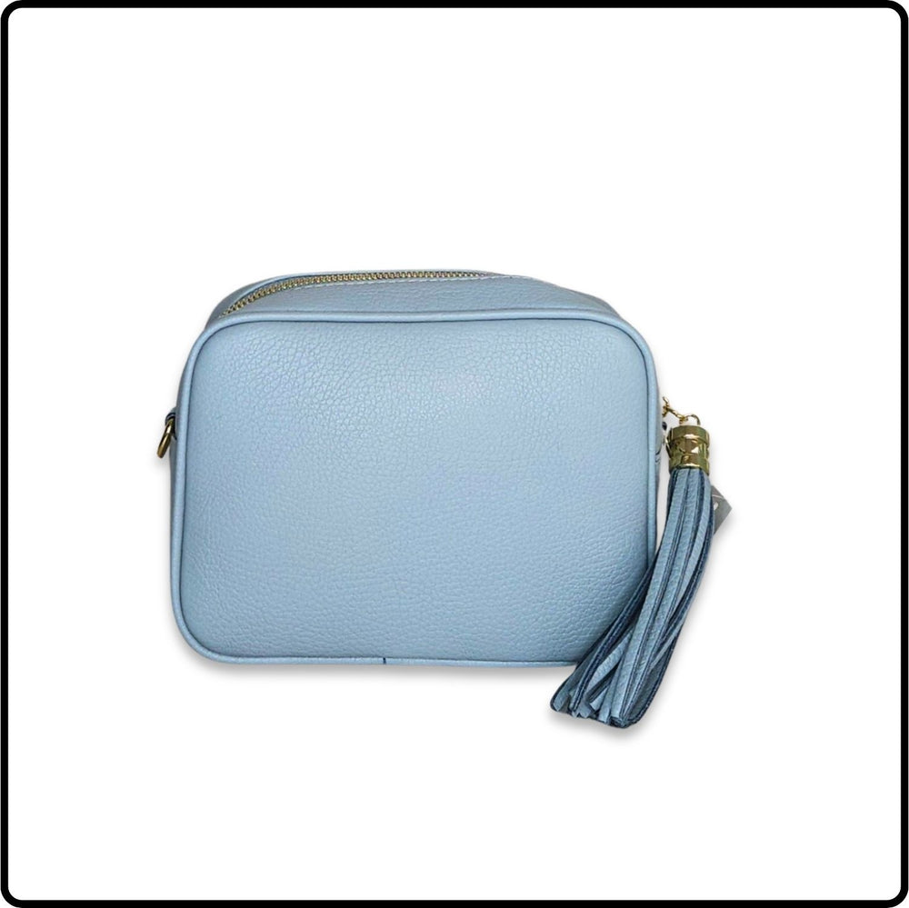 Leather Cross Body Bag Tassel- PS233-GOBLIN BLUE