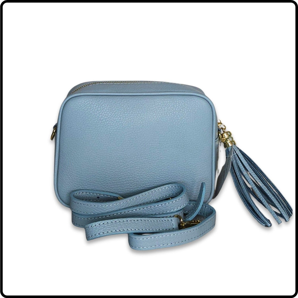 Leather Cross Body Bag Tassel- PS233-GOBLIN BLUE