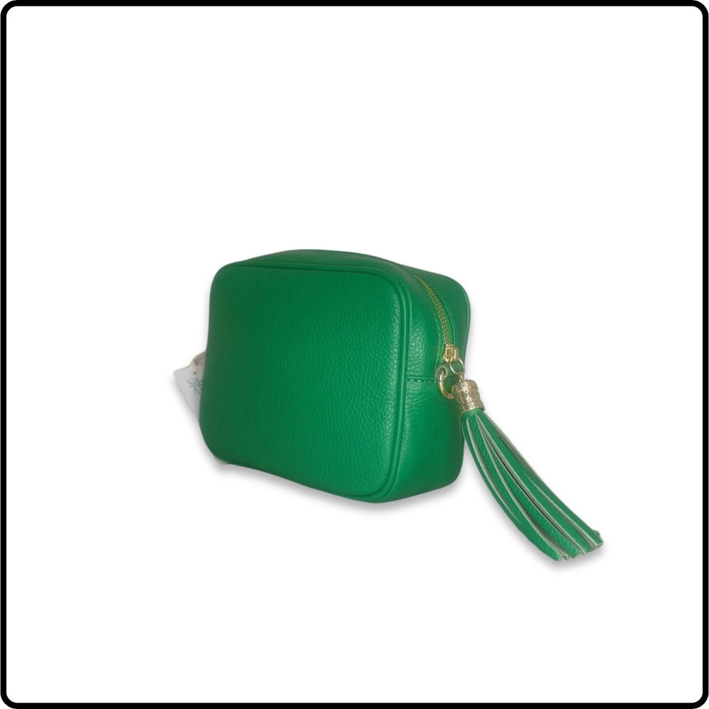 Leather Cross Body Bag Tassel- PS233-GREEN