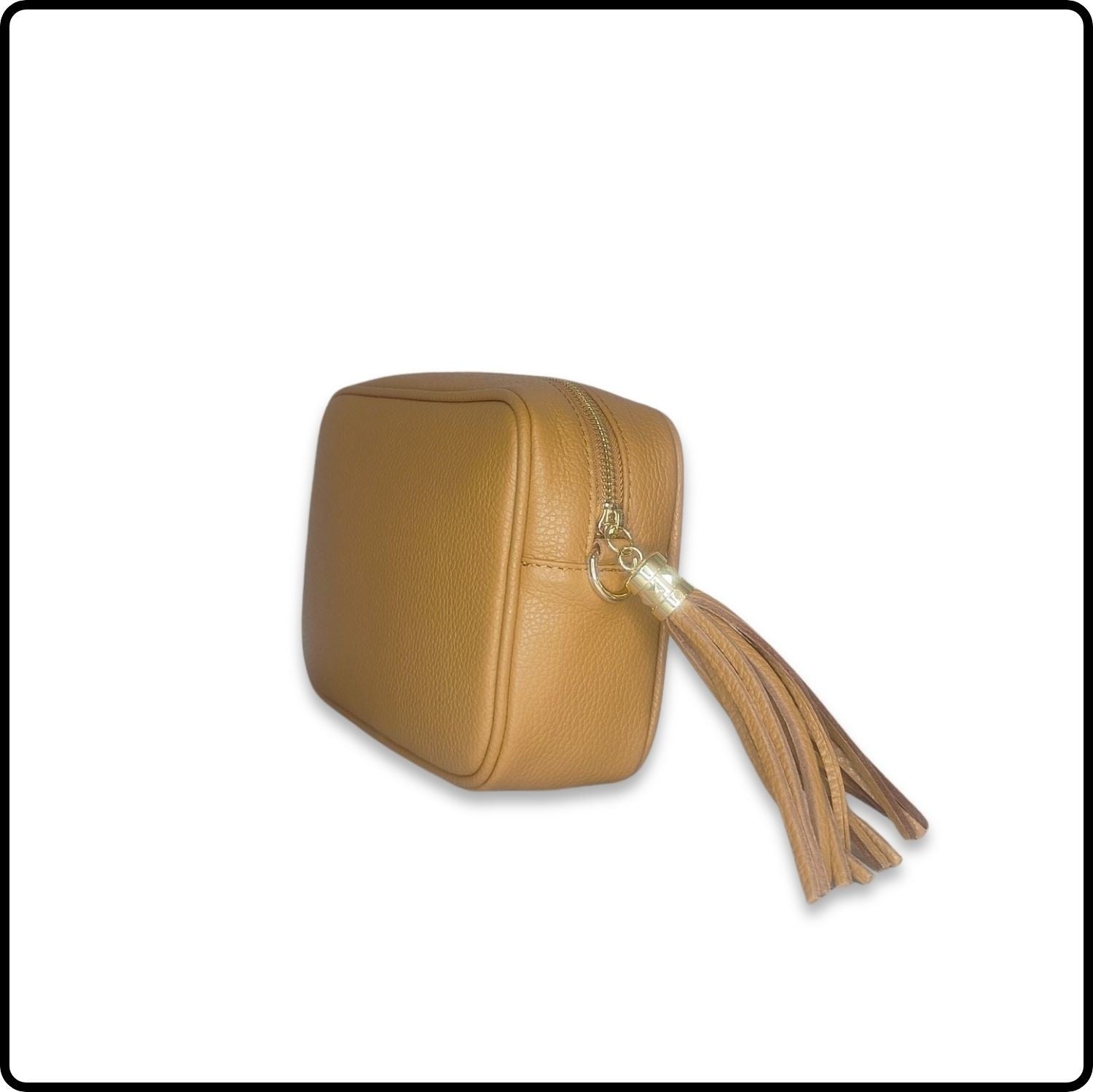 Leather Cross Body Bag Tassel- PS233-LIGHT TAN