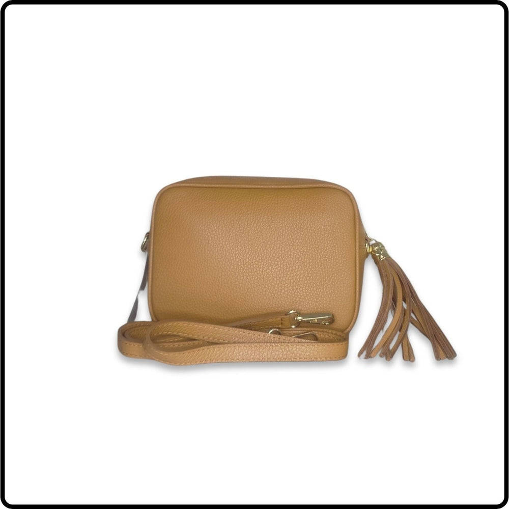 Leather Cross Body Bag Tassel- PS233-LIGHT TAN