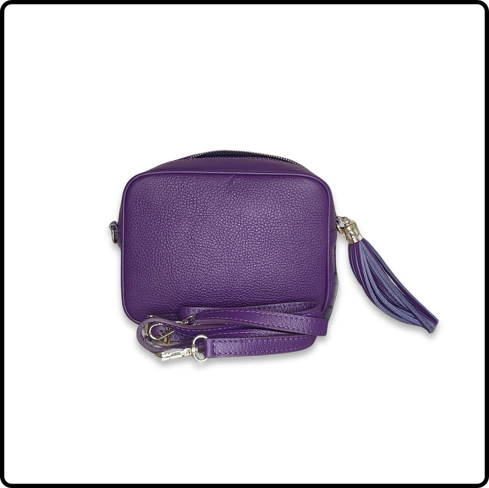 Leather Cross Body Bag Tassel- PS233-PURPLE