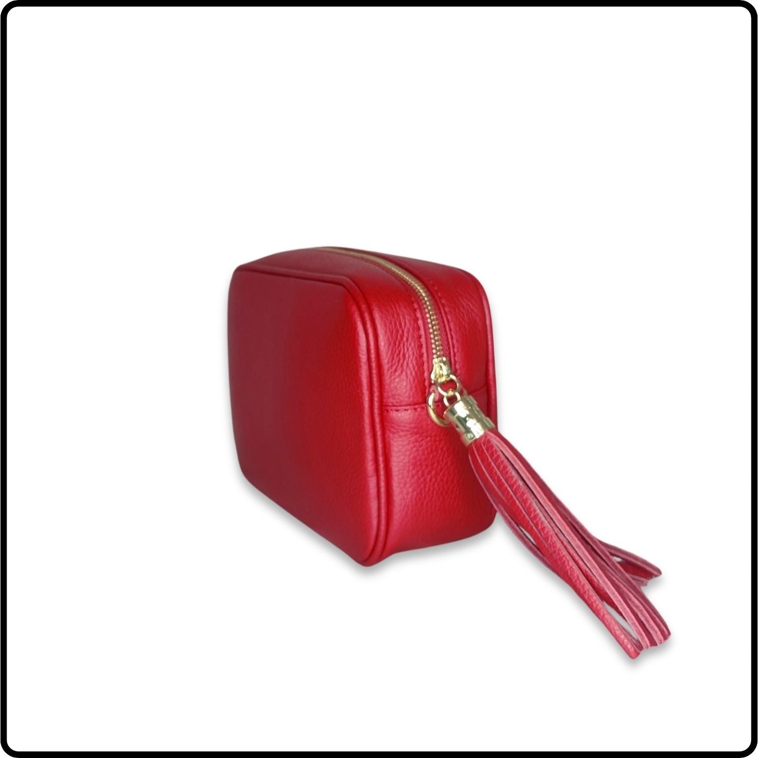 Leather Cross Body Bag Tassel- PS233-RED