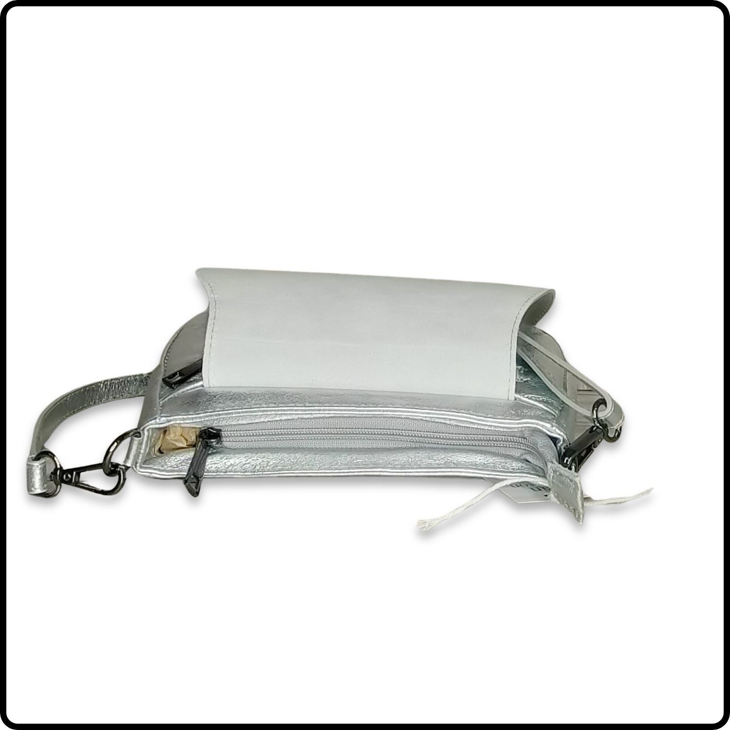 Soft Leather Shoulder Bag - PS249-METALLIC SILVER