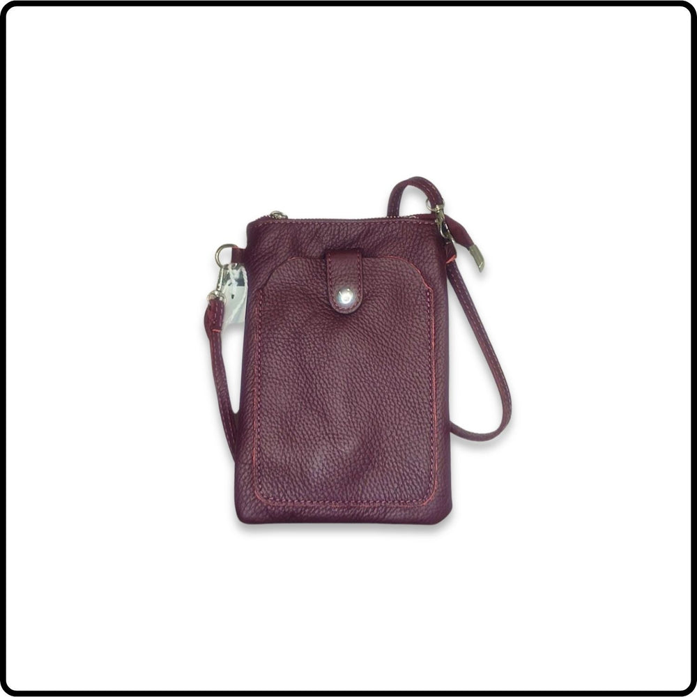 Pebbled Leather Mini Bag - VP9-BURGUNDY