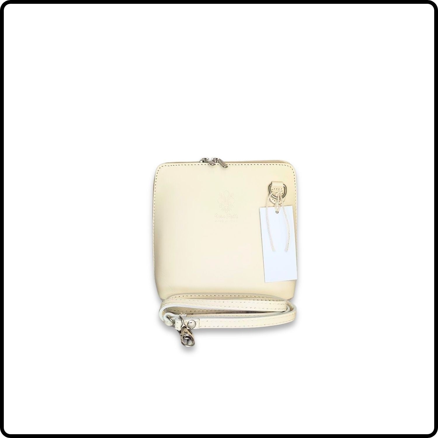 Square Leather Messenger Bag - VP011-BEIGE