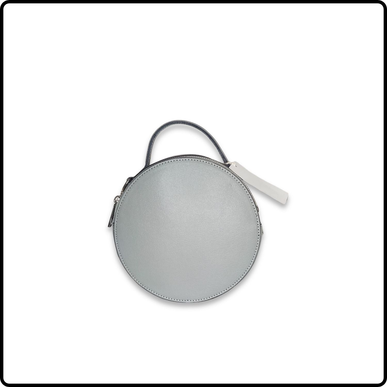 Round Leather Grab Bag With Double Zip - VPQ17-LIGHT GREY