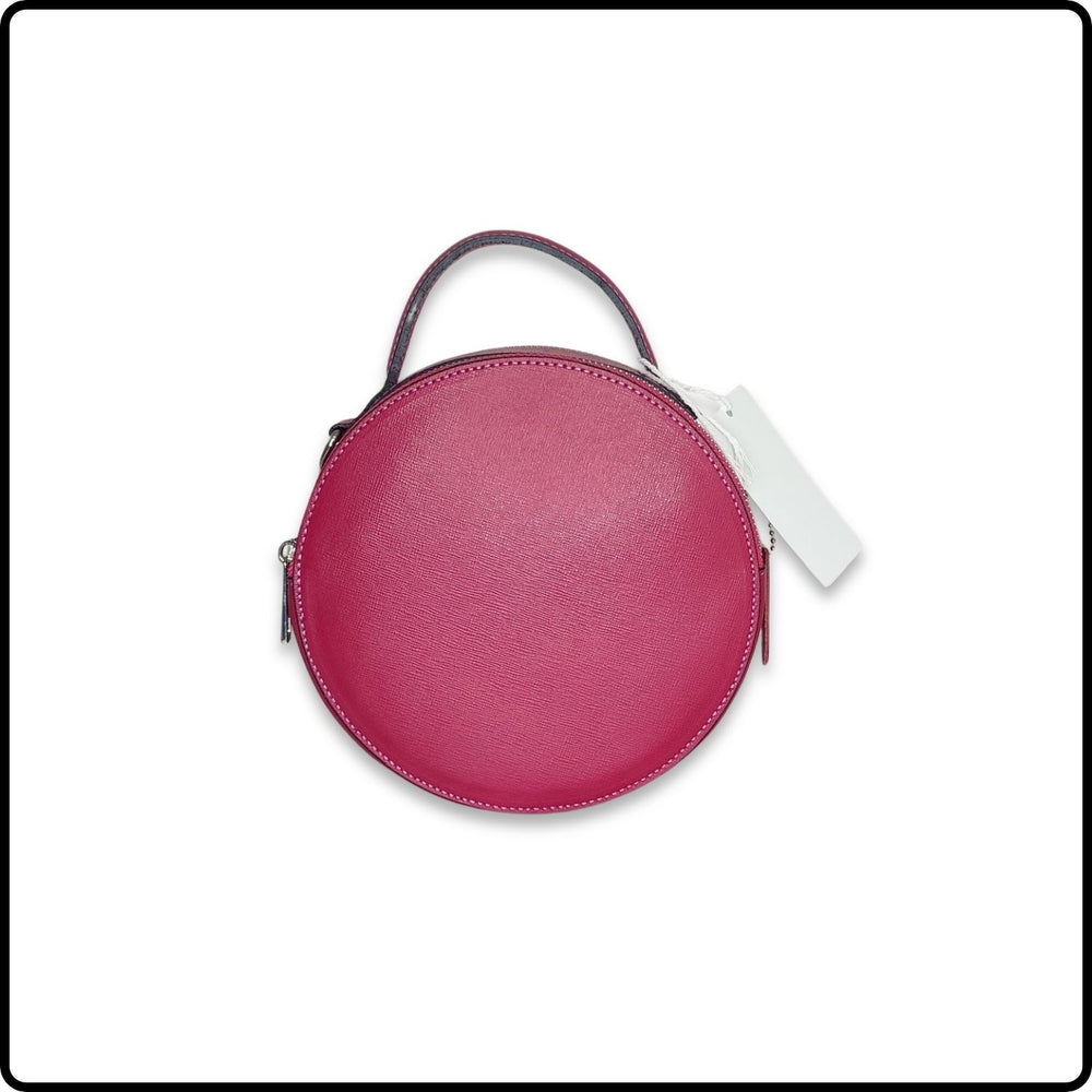 Round Leather Grab Bag With Double Zip - VPQ17-FUCHSIA