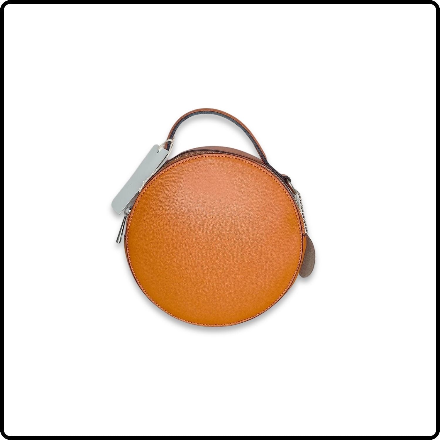 Round Leather Grab Bag With Double Zip - VPQ17-ORANGE