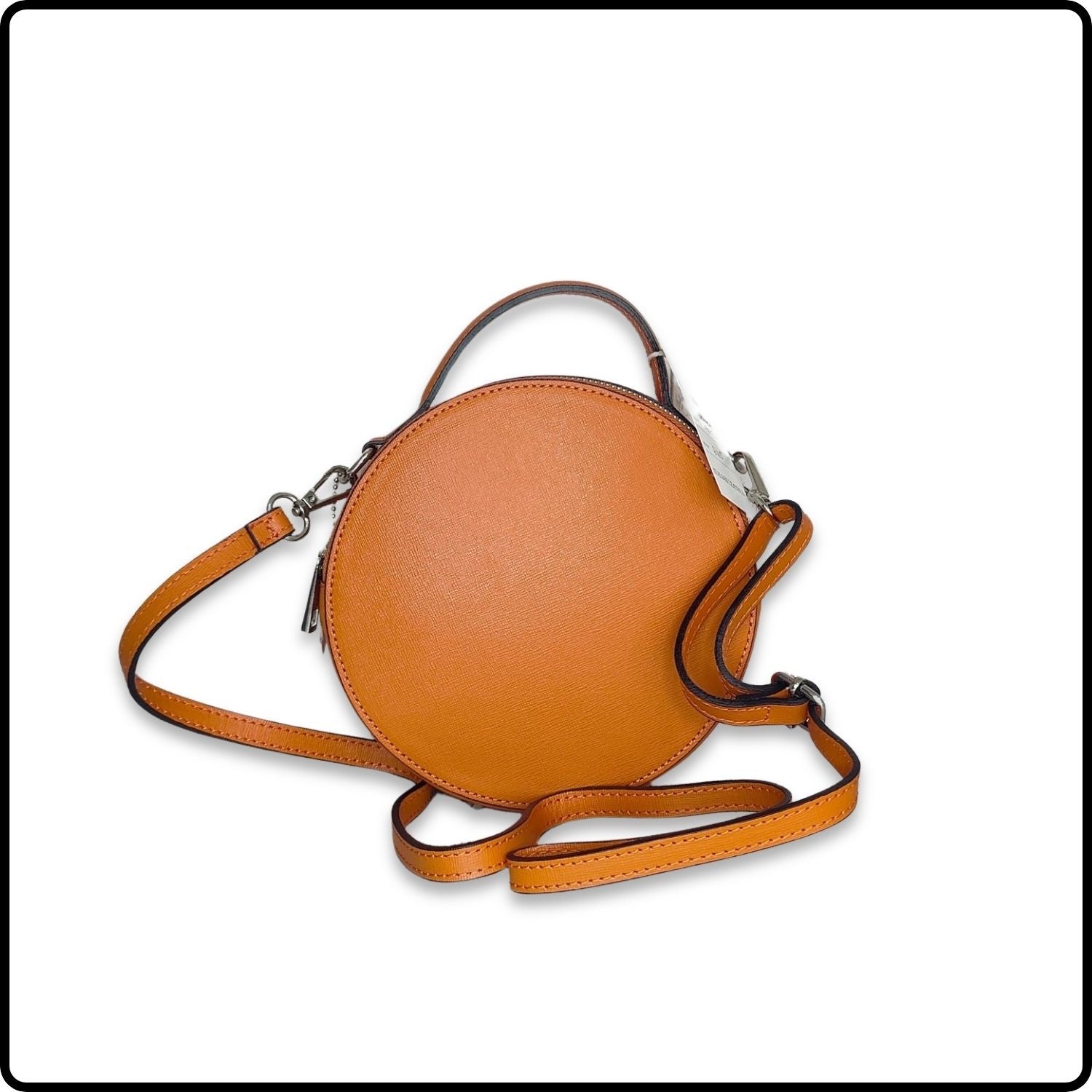 Round Leather Grab Bag With Double Zip - VPQ17-ORANGE