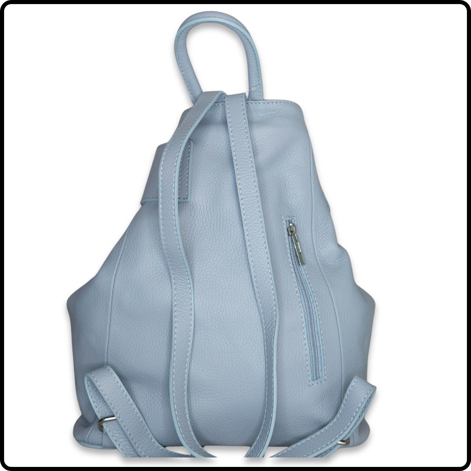 Large Pebbled Leather Lock Closure Backpack - VPR248-LIGHT BLUE