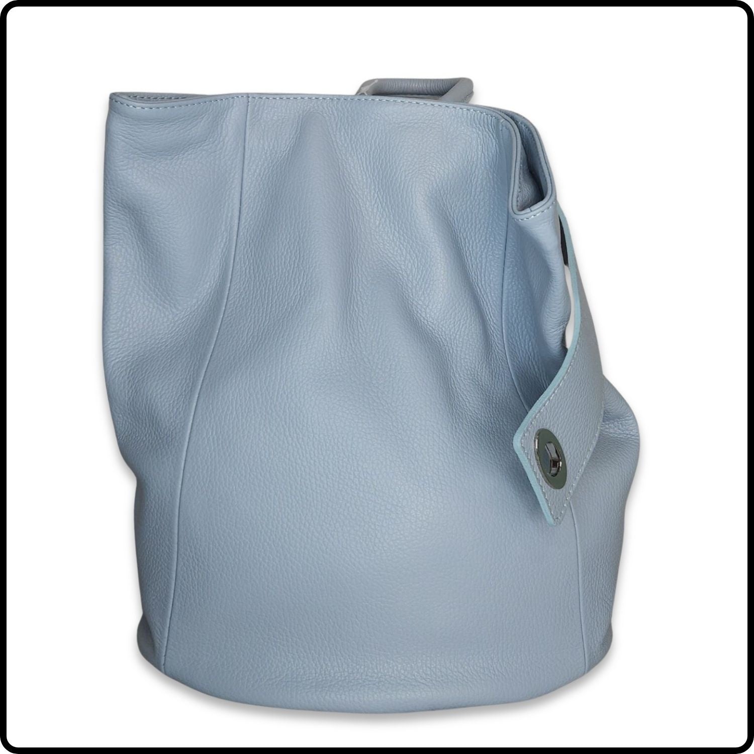 Large Pebbled Leather Lock Closure Backpack - VPR248-LIGHT BLUE