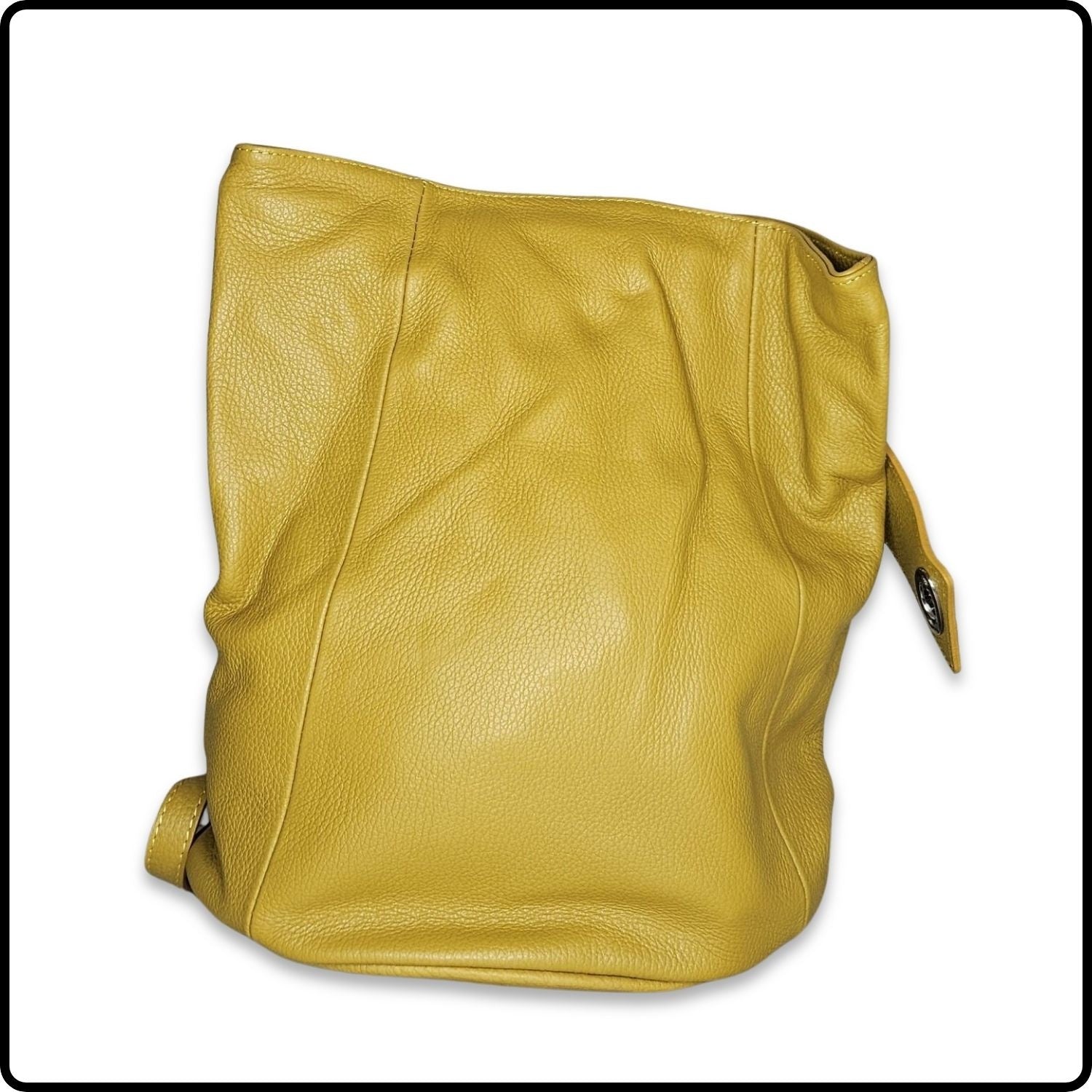 Large Pebbled Leather Lock Closure Backpack - VPR248-YELLOW