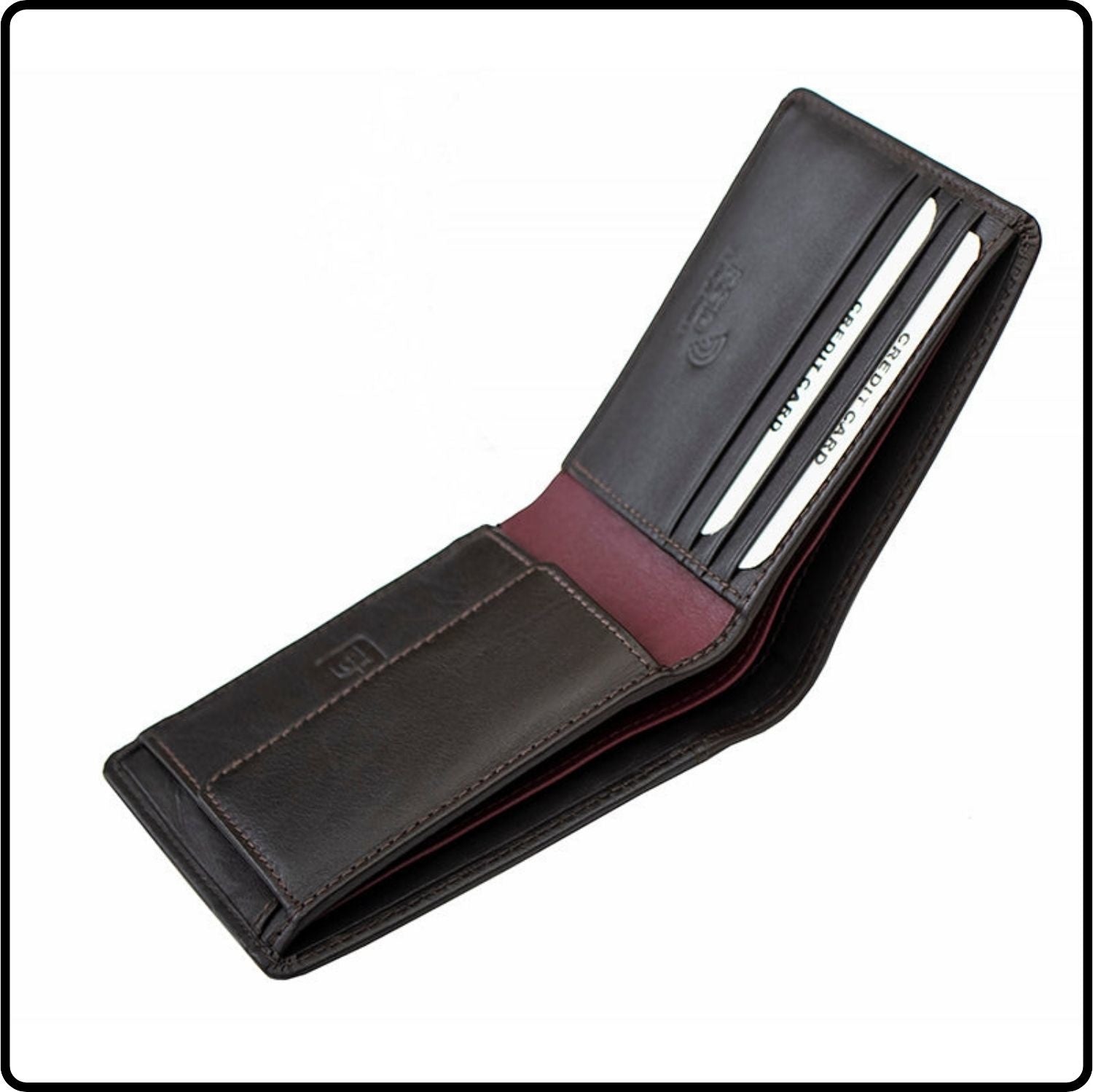 Elite RFID Leather Bifold Wallet and Card Holder-7101-Brown/Burgundy