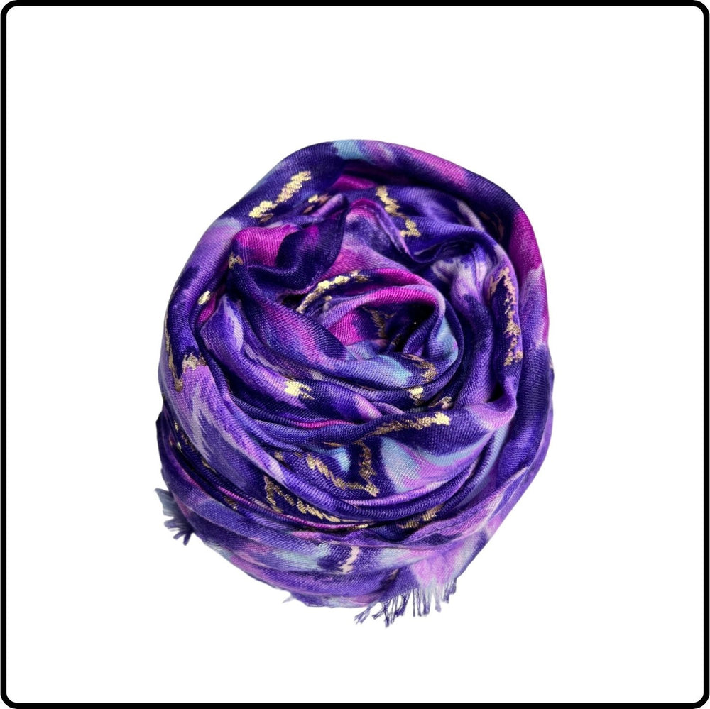 Colourful Wave Print Scarf in Purple-SWPU