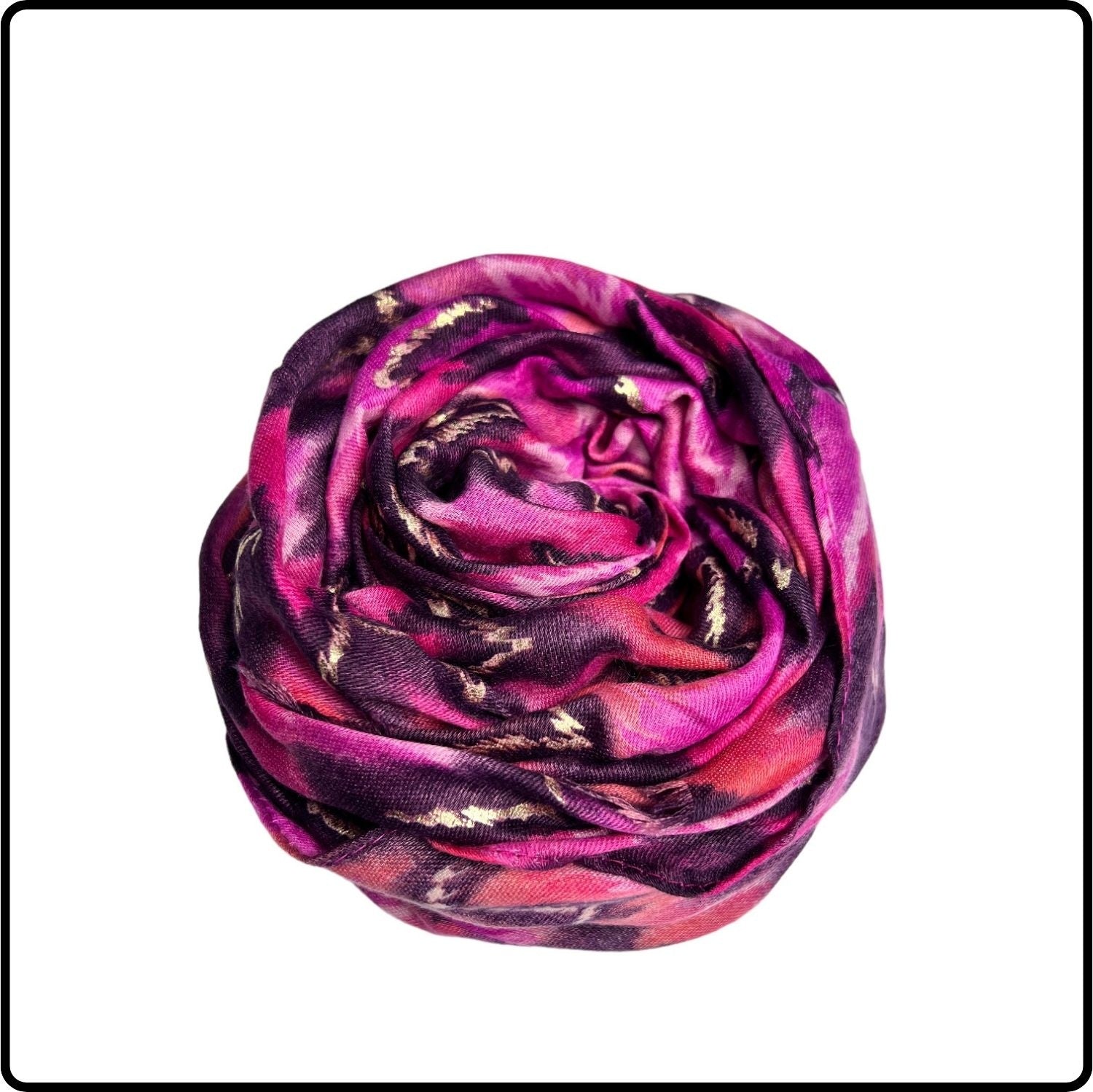 Colourful Wave Print Scarf in Hot Pink-SWHP