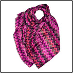 Colourful Wave Print Scarf in Hot Pink-SWHP