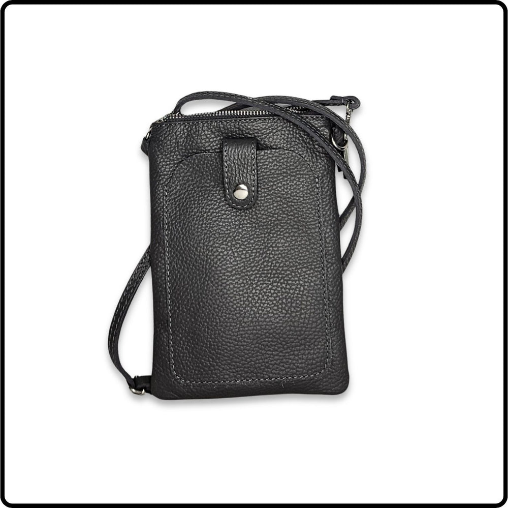 Pebbled Leather Mini Bag - VP9-DARK GREY