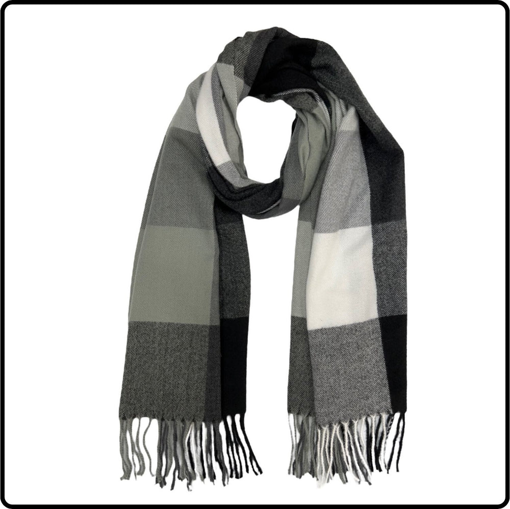 Wool-mix Check Scarf Scarf in Black-WMCB
