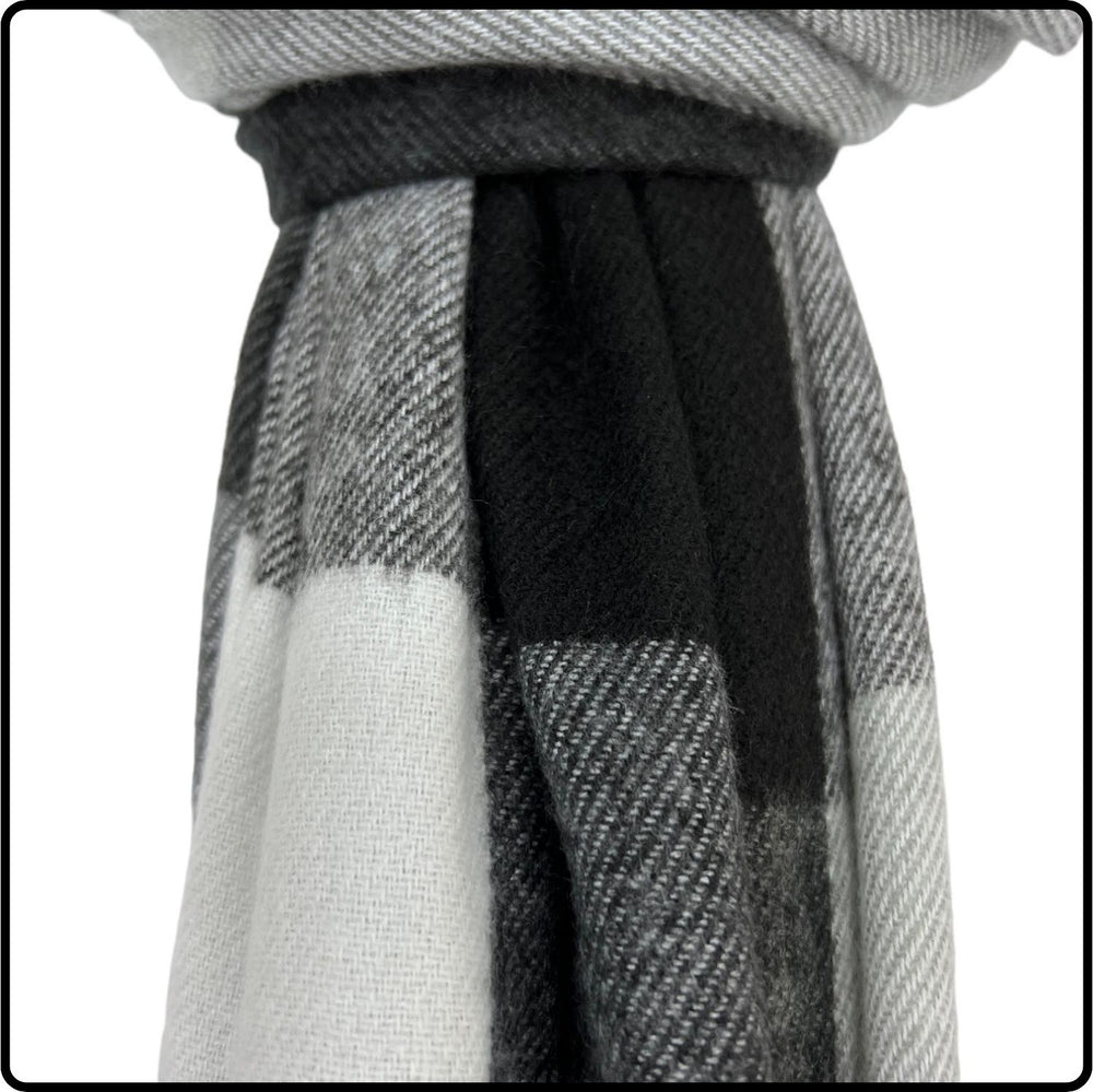 Wool-mix Check Scarf Scarf in Black-WMCB