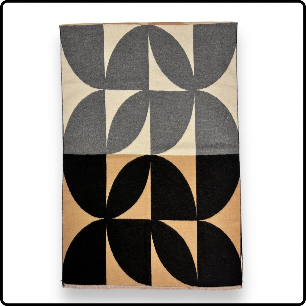 Retro print on cashmere blend scarf in mixed Black - SCRMB