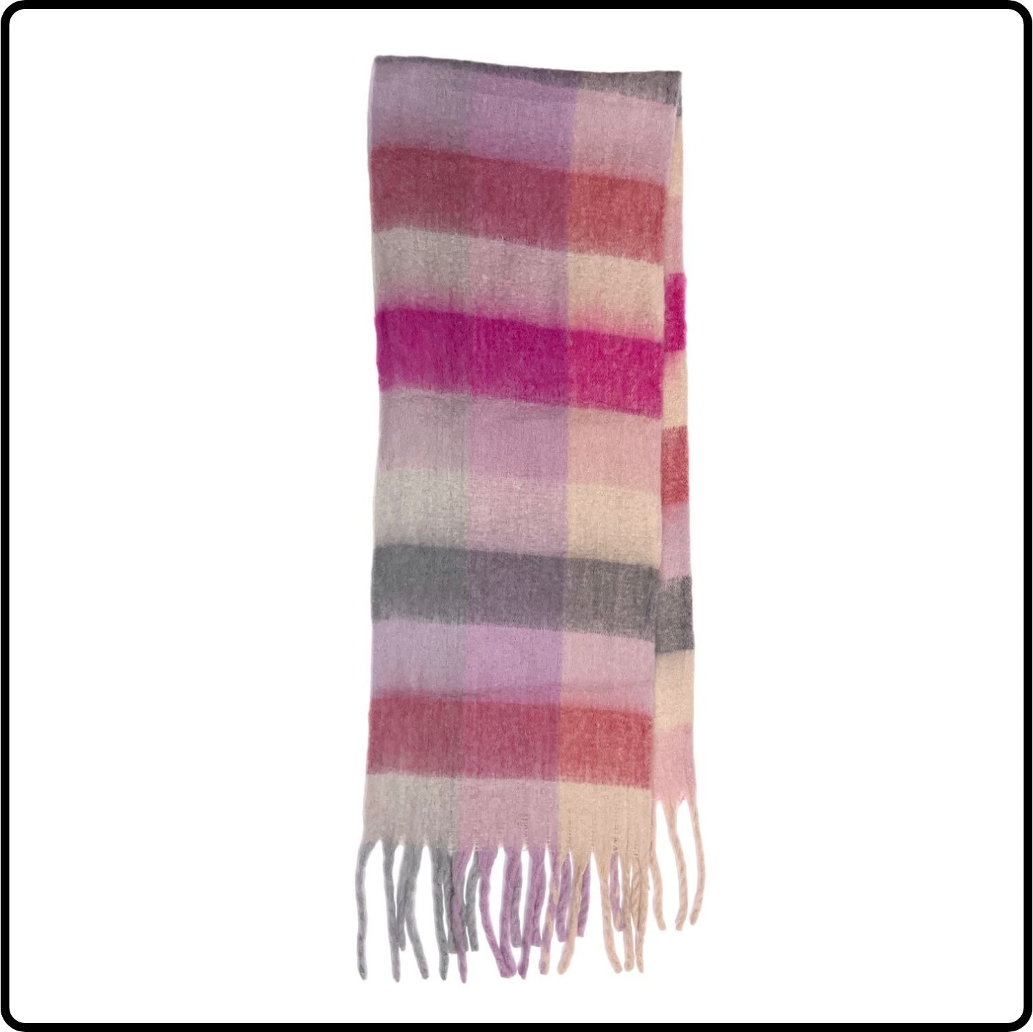 Wool-mix Check Scarf Scarf in Pink Tones-WMCP