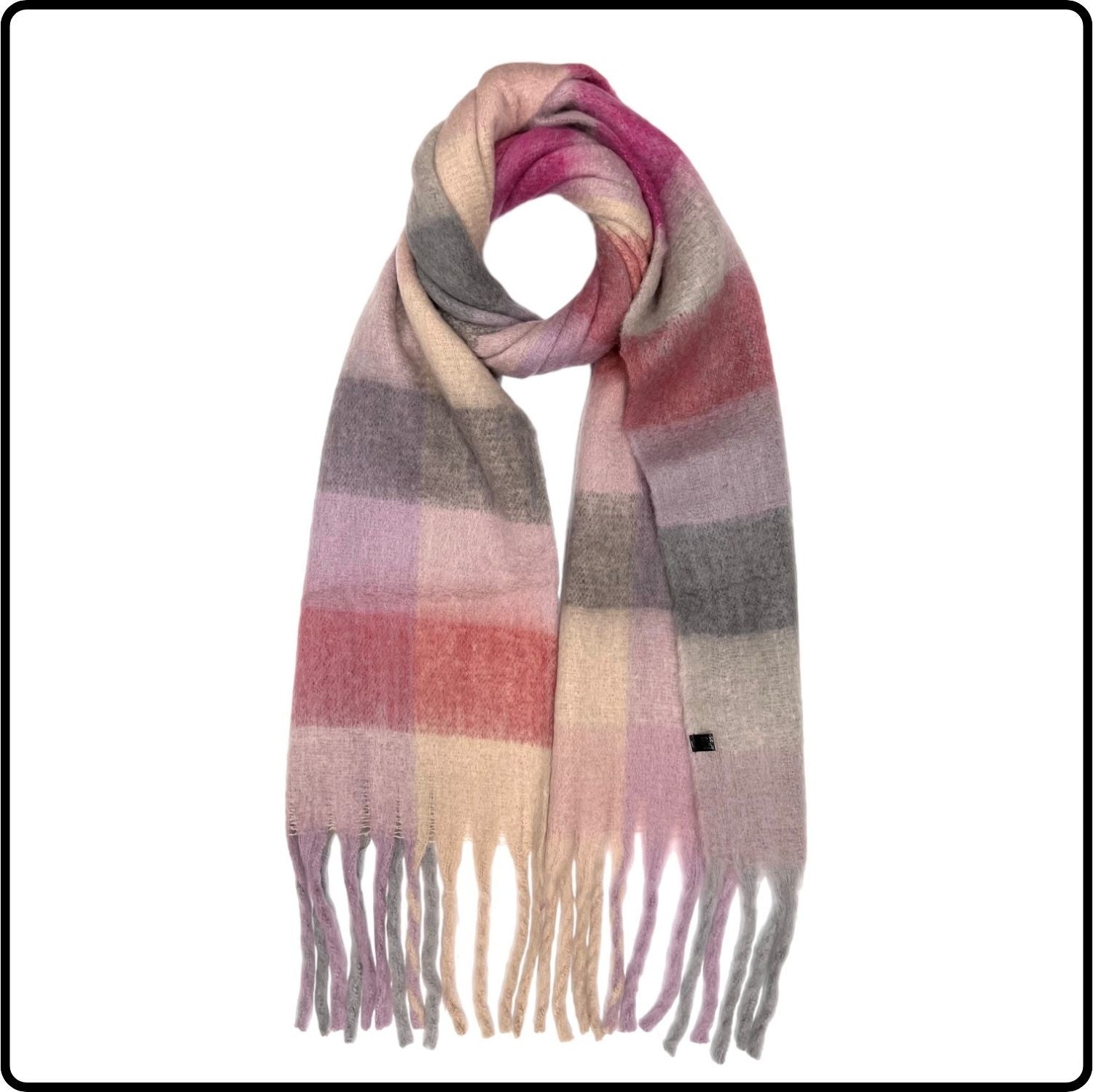 Wool-mix Check Scarf Scarf in Pink Tones-WMCP