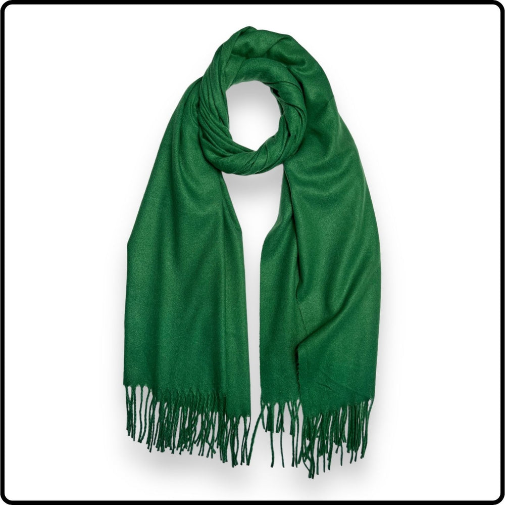 Plain wool mix scarf in green-SPRG