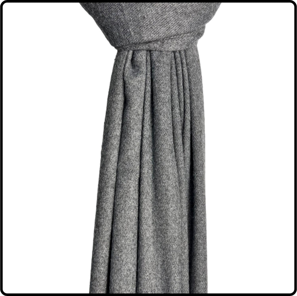 Plain wool mix scarf in dark grey-SPG