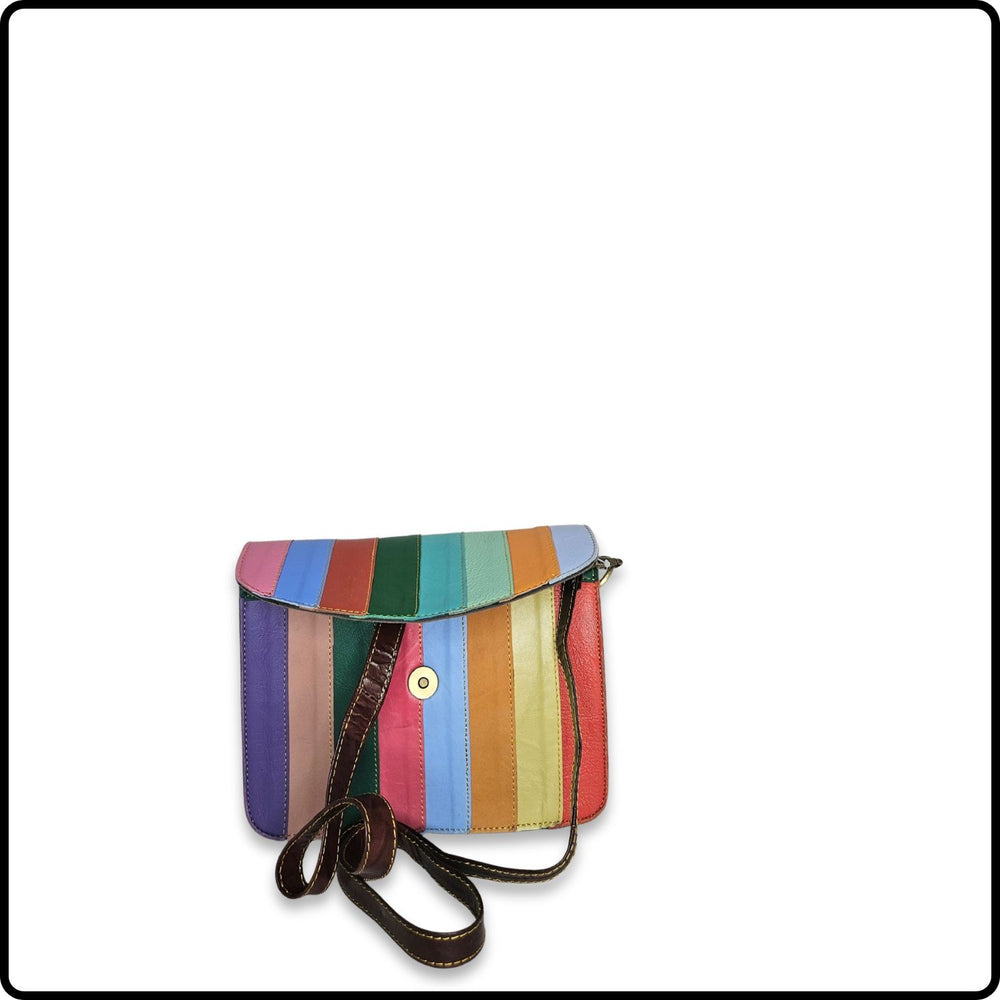 Handmade Recycled Leather Multicoloured Crossbody Bag-VNR-STRIPE/G