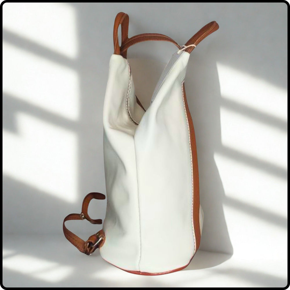 Large Soft Leather Backpack - VPR244-BEIGE/TAN