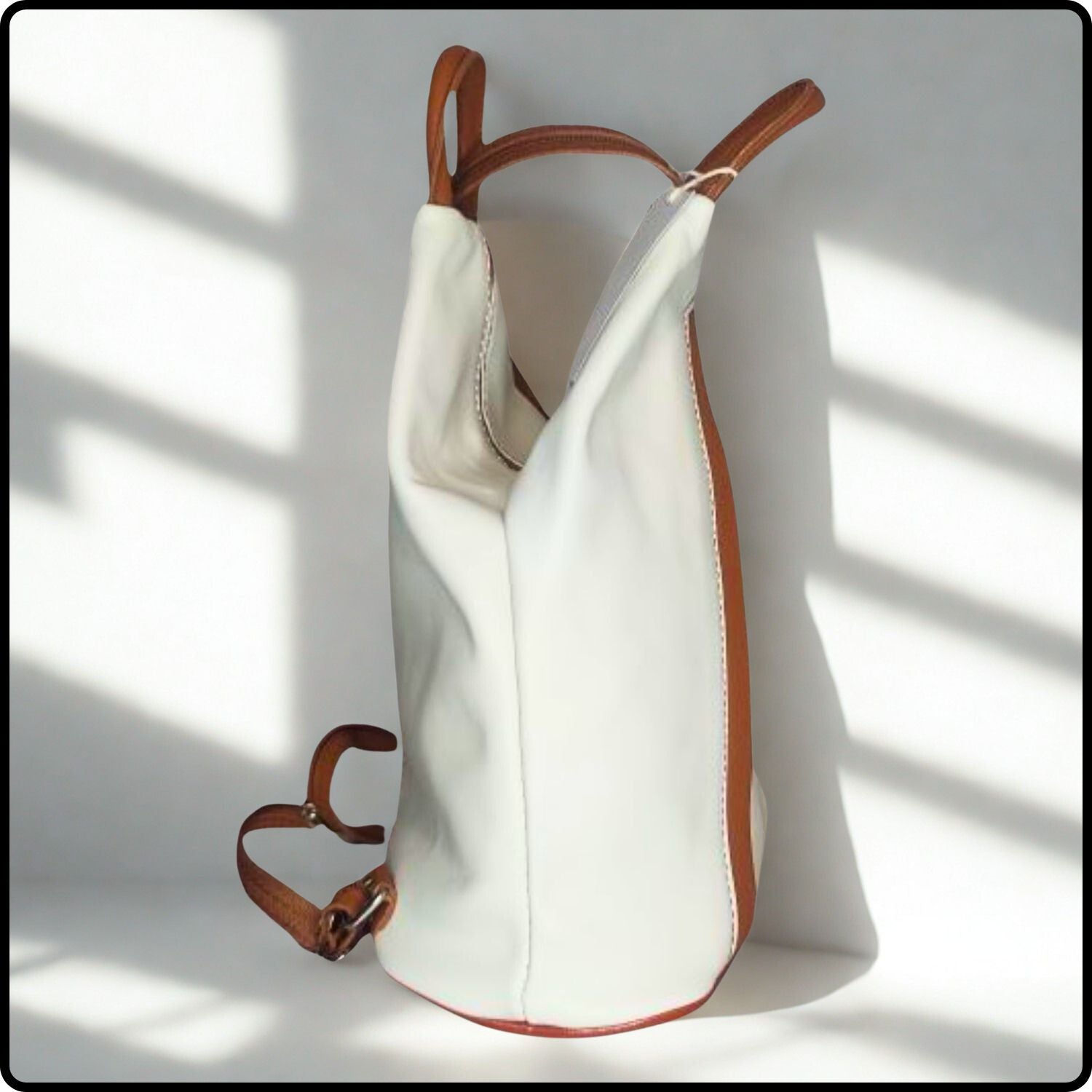 Large Soft Leather Backpack - VPR244-BEIGE/TAN