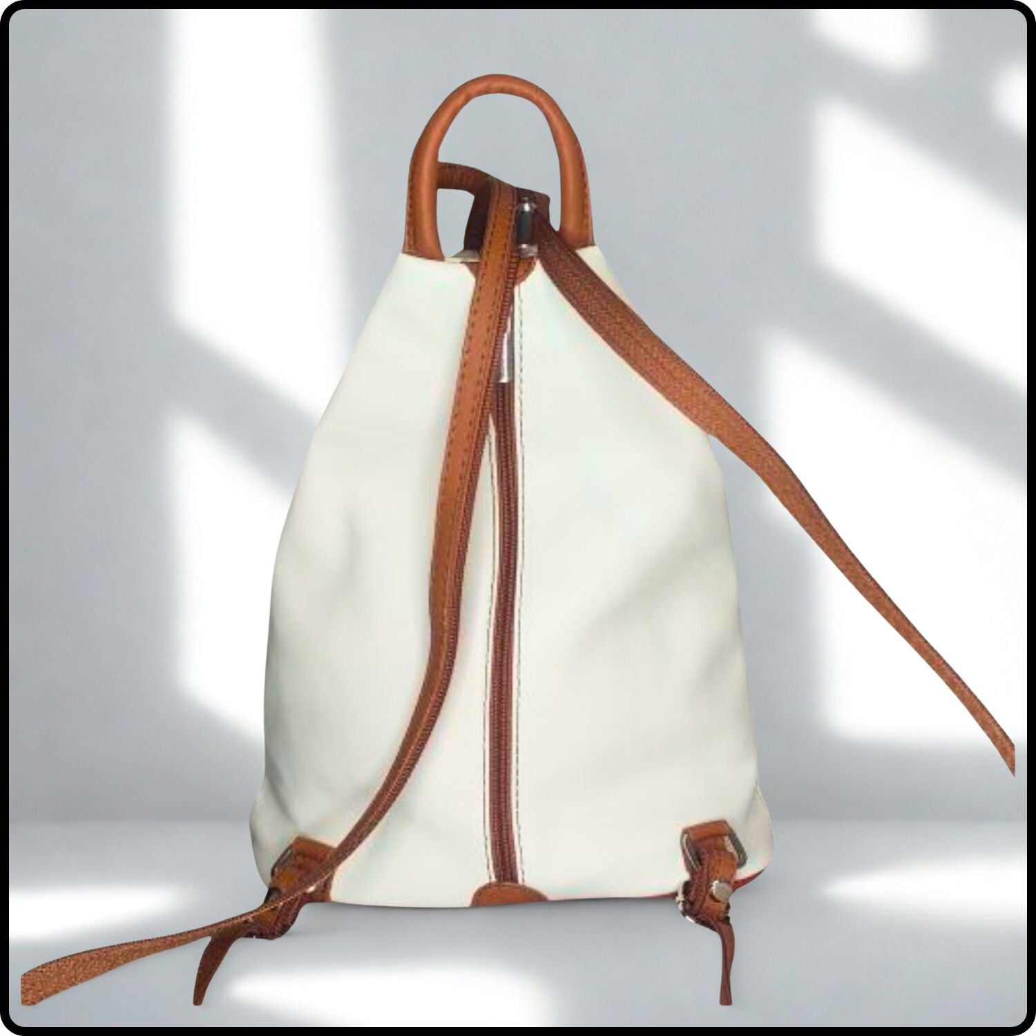 Large Soft Leather Backpack - VPR244-BEIGE/TAN