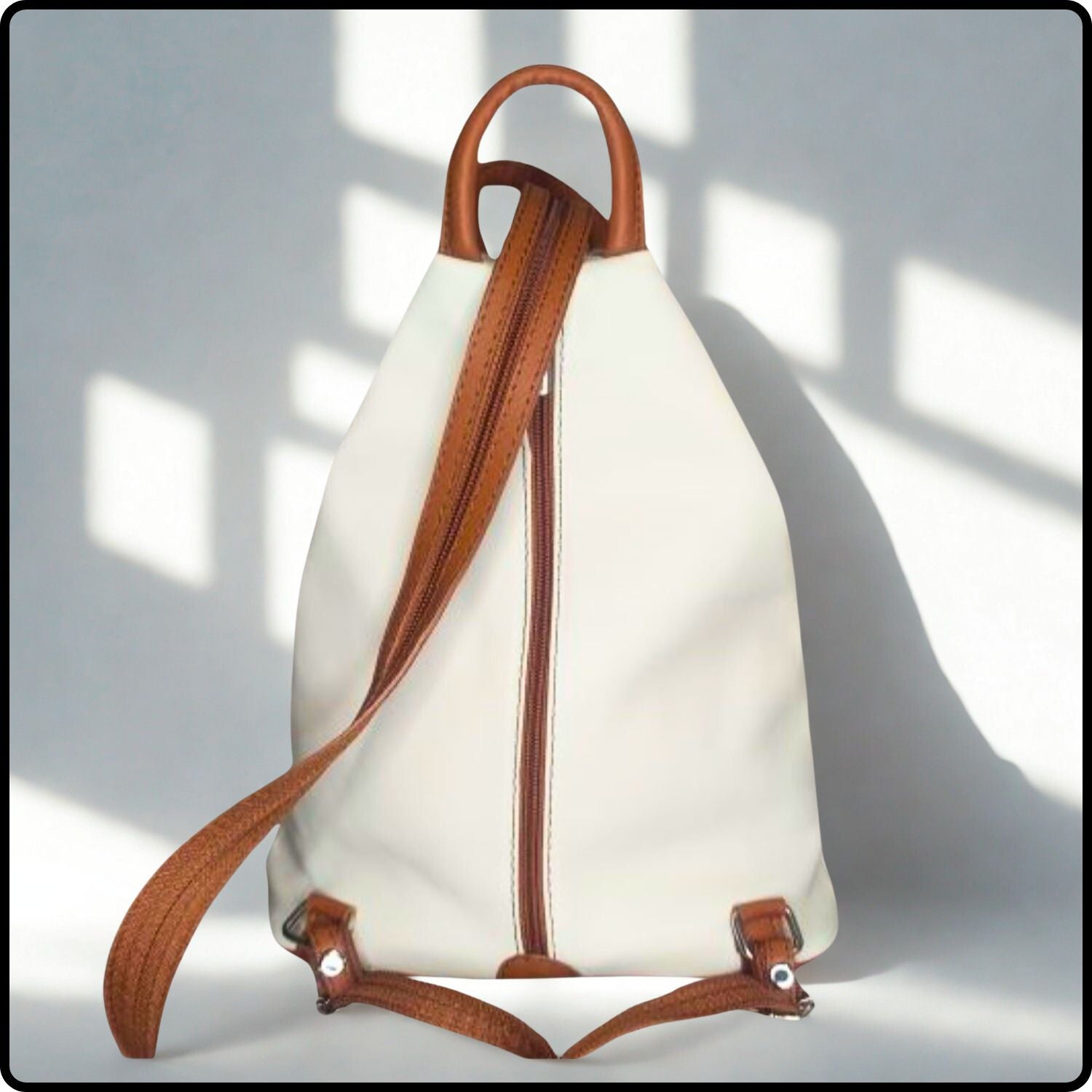 Large Soft Leather Backpack - VPR244-BEIGE/TAN