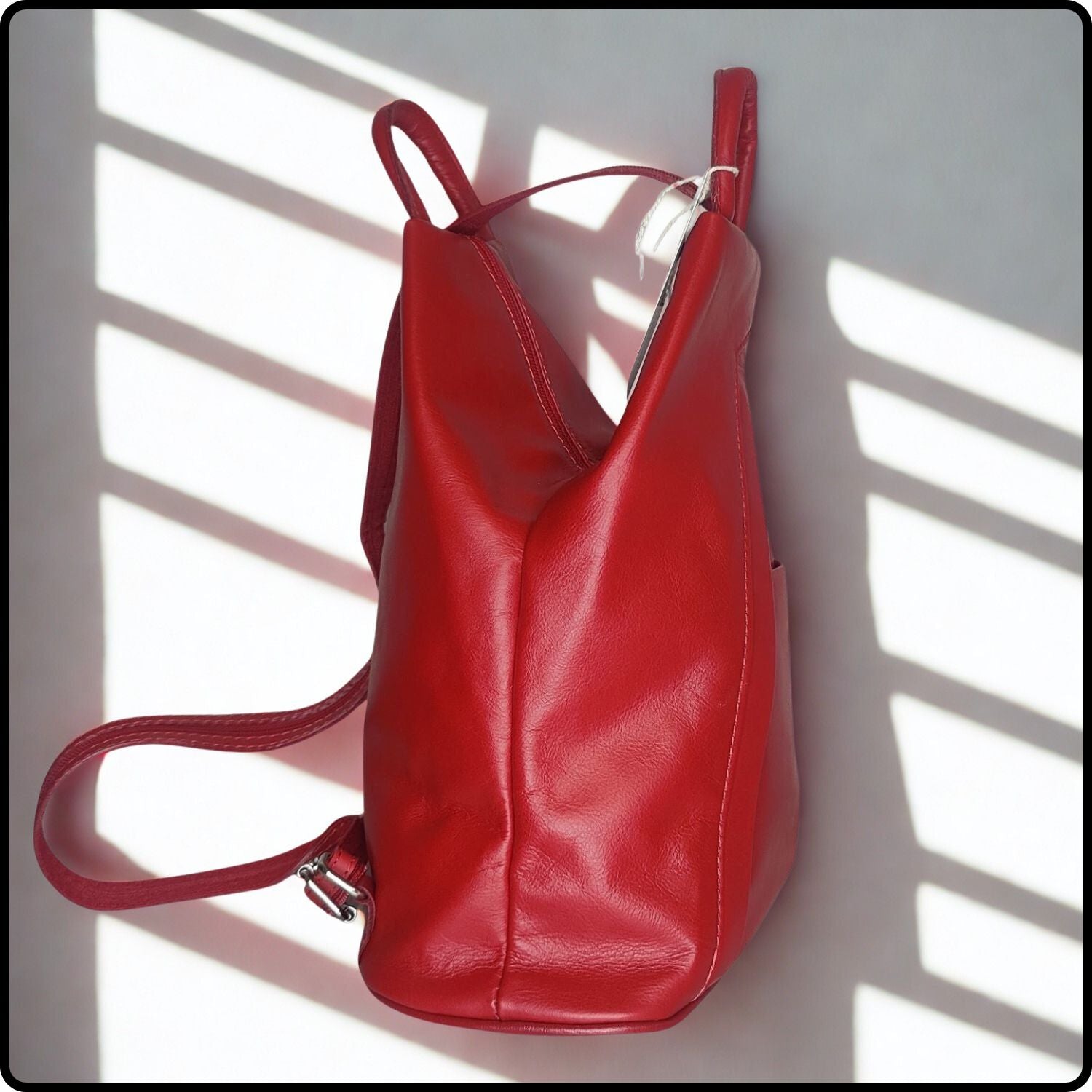Large Soft Leather Backpack - VPR244-RED