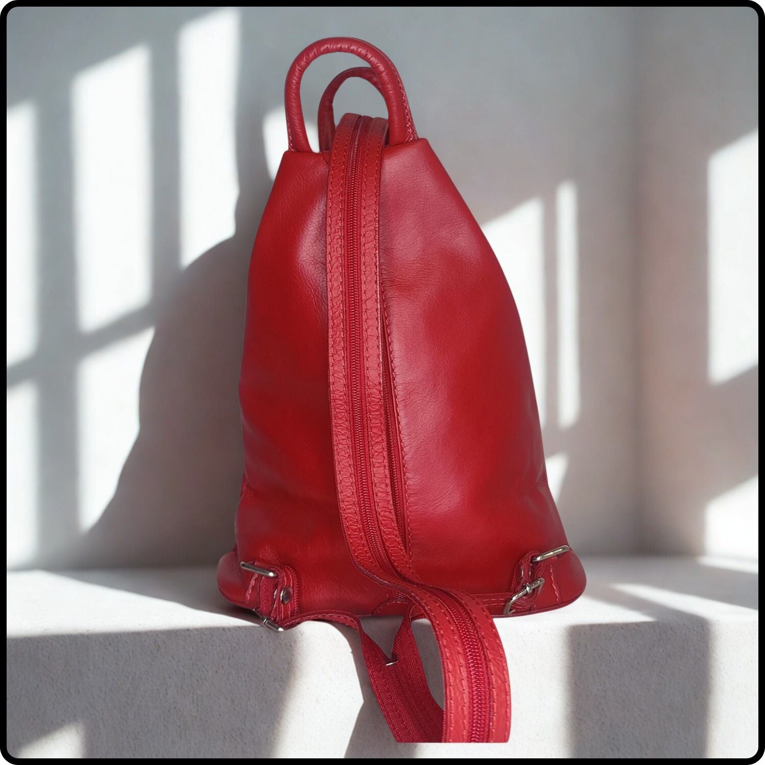 Large Soft Leather Backpack - VPR244-RED