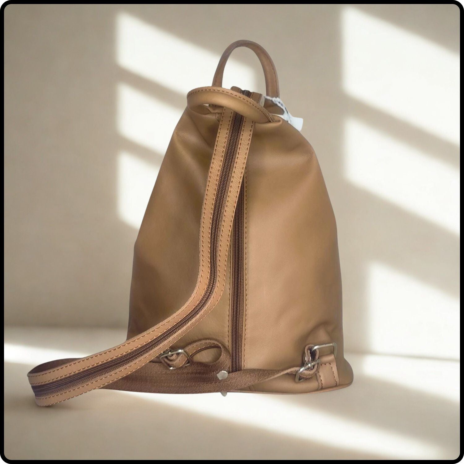Large Soft Leather Backpack - VPR244-TAUPE