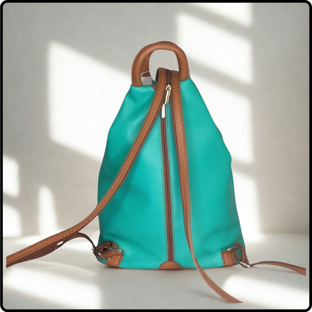 Large Soft Leather Backpack - VPR244-TURQUOISE