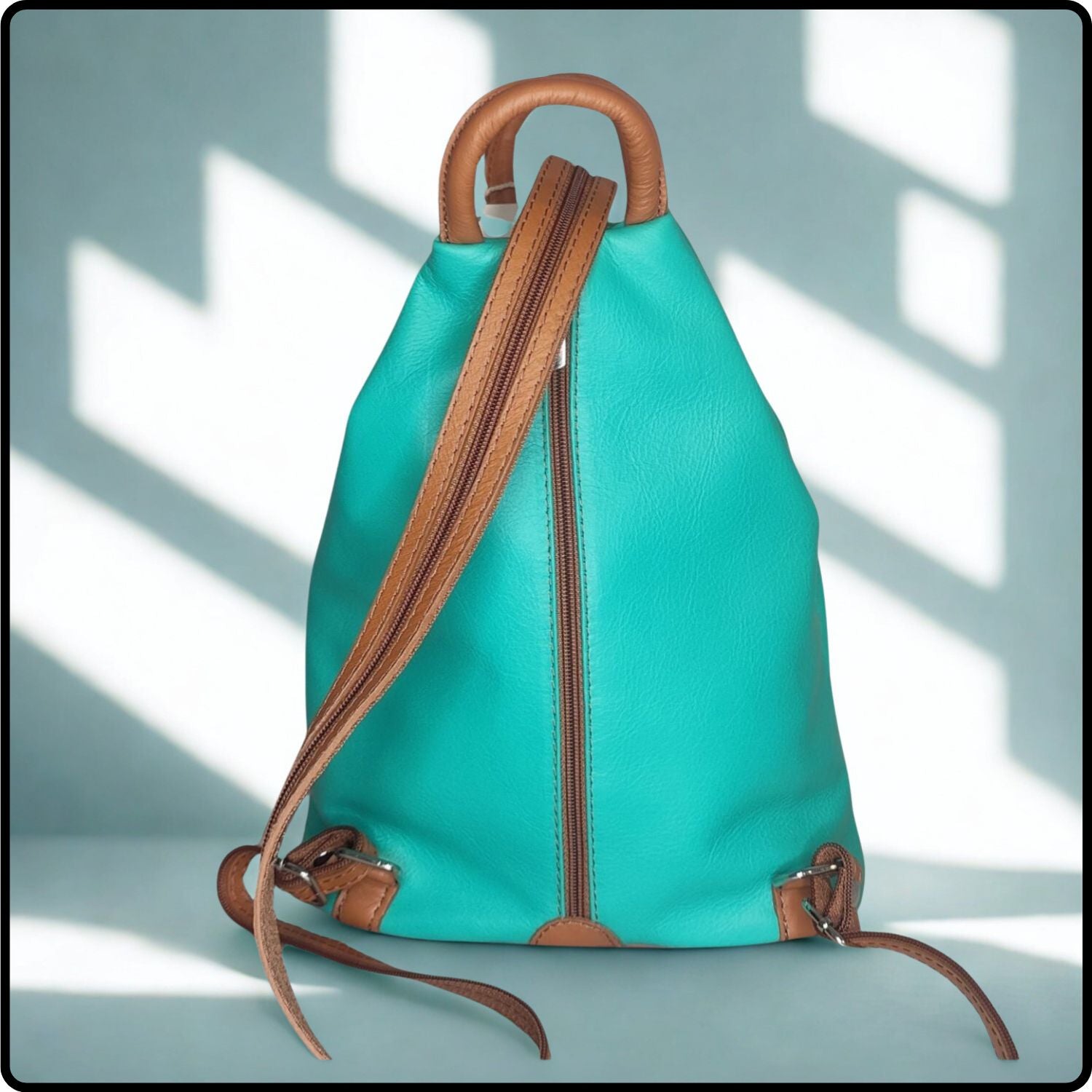 Large Soft Leather Backpack - VPR244-TURQUOISE