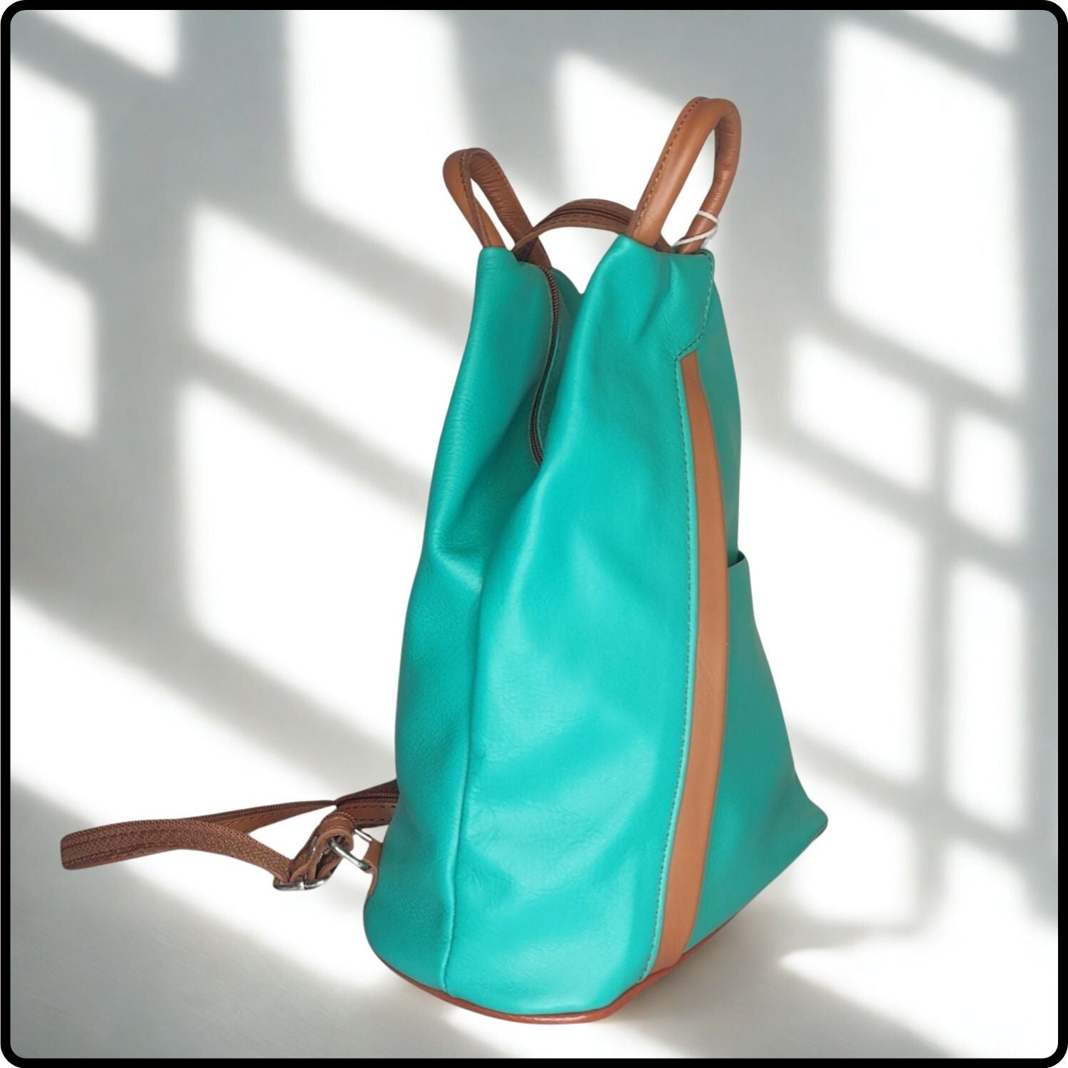 Large Soft Leather Backpack - VPR244-TURQUOISE