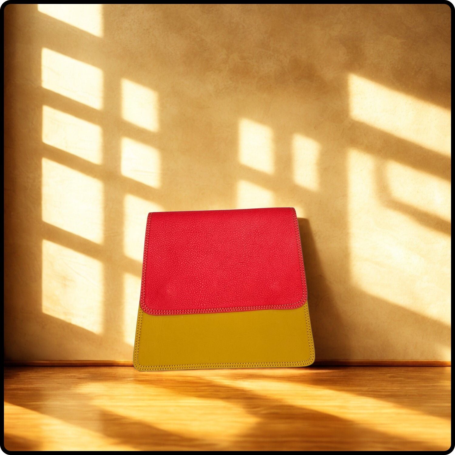 Handmade Recycled Leather Multicoloured Handbag-VYA-MUSTARD