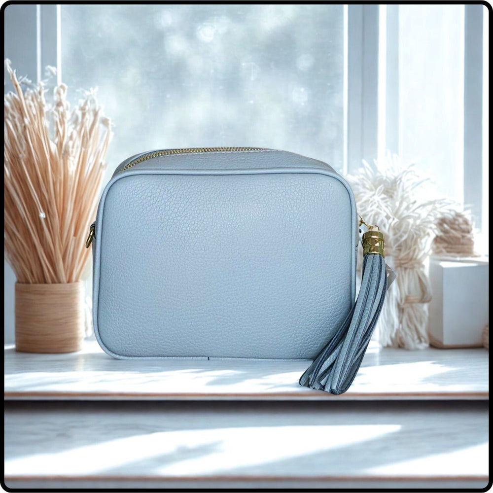 Leather Cross Body Bag Tassel- PS233-GOBLIN BLUE