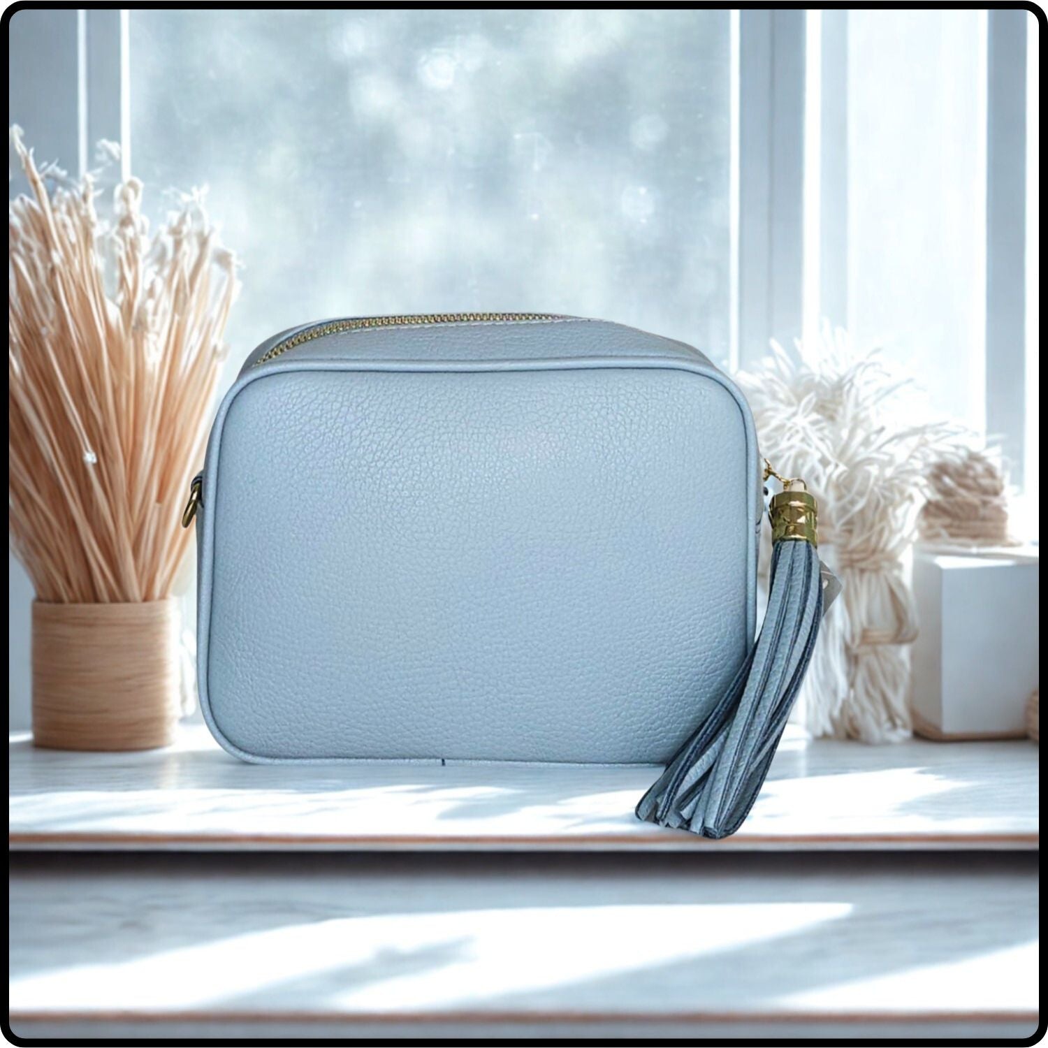 Leather Cross Body Bag Tassel- PS233-GOBLIN BLUE