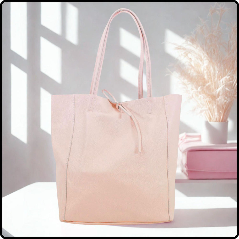 Pebbled Leather Tote Bag - VP8102-PINK