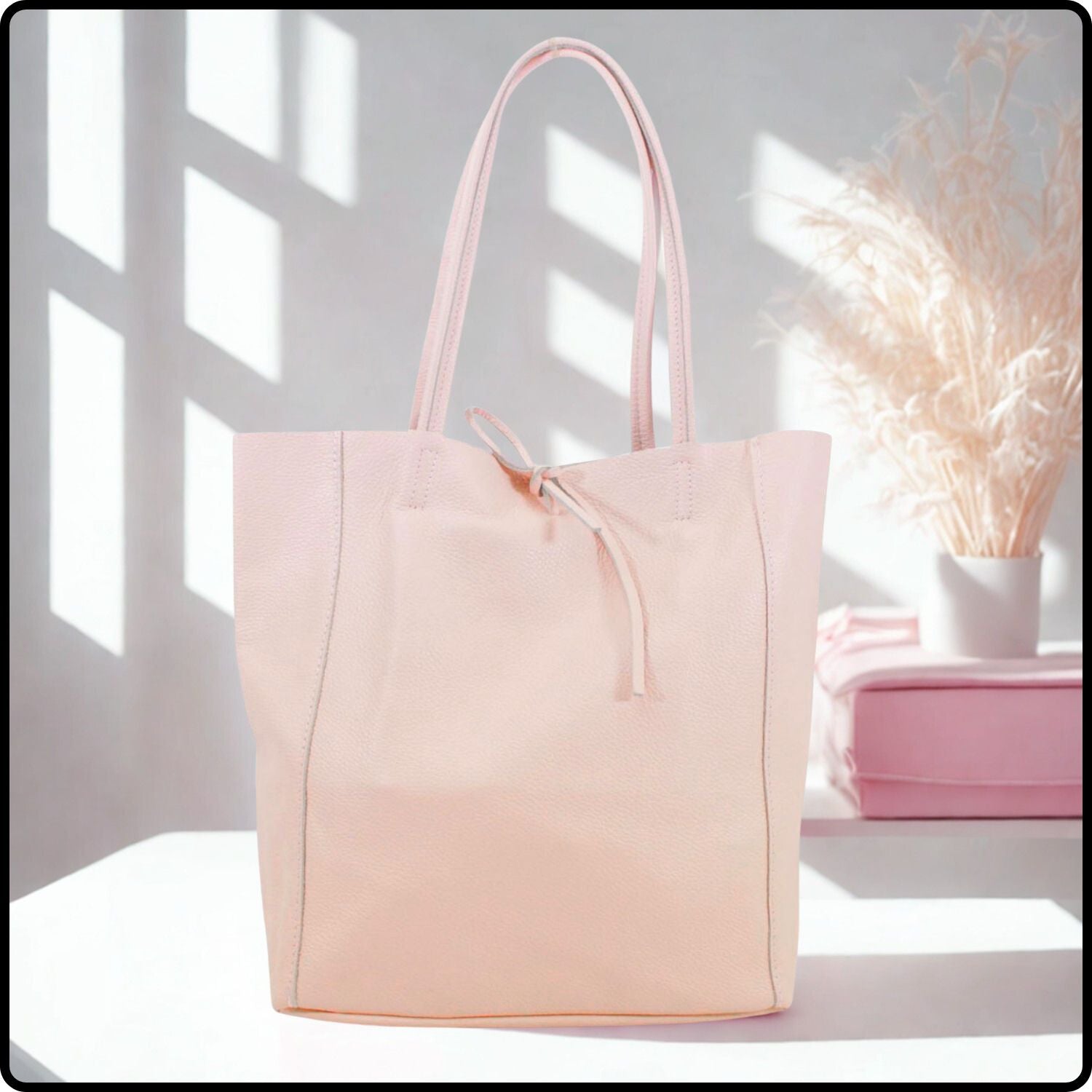 Pebbled Leather Tote Bag - VP8102-PINK