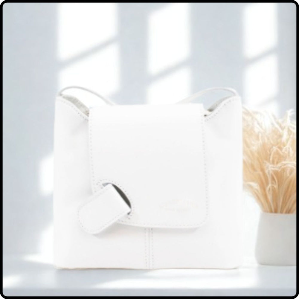 Leather Cross Body Messenger Bag - VPCB-WHITE