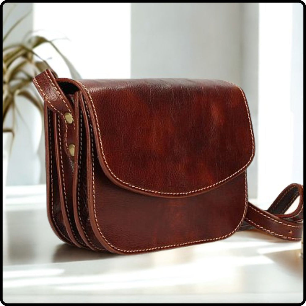 Leather Handbag - TR176/MA-BROWN