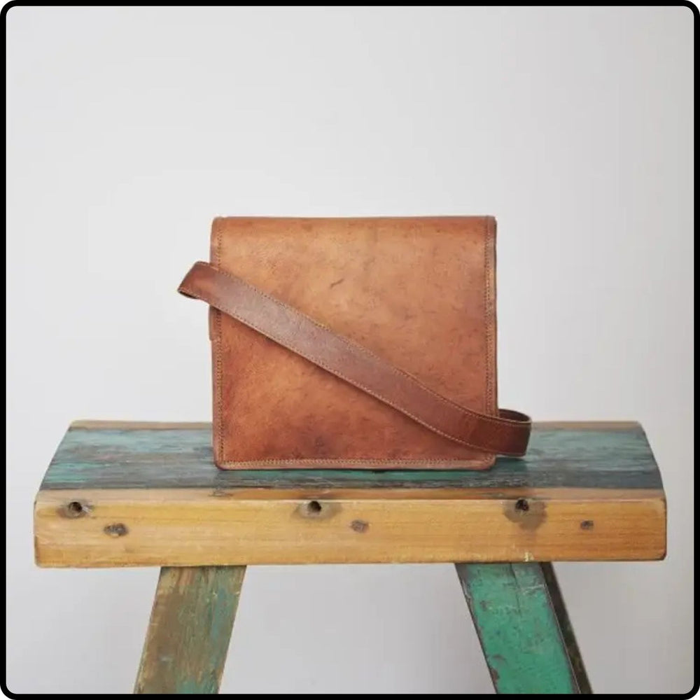 Handmade Small Leather Messenger Bag-LMB-BROWN