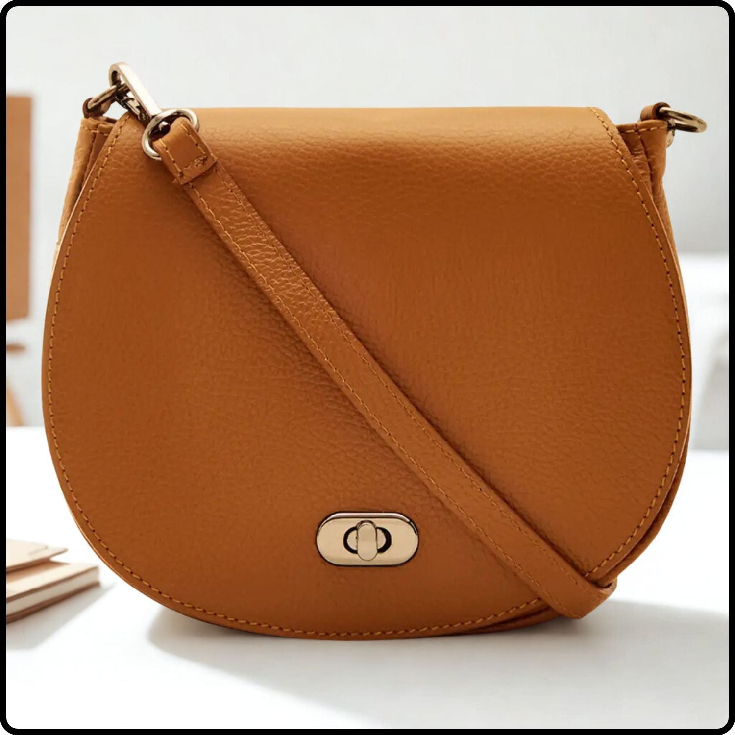 Soft Leather Shoulder Bag - PS249-TAN