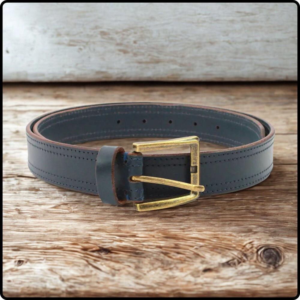 Connor Navy Leather Belt- Con-NavyL